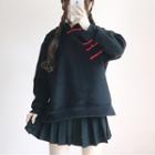 Embroidered Chinese Knot Button Hoodie As Shown In Figure - One Size
