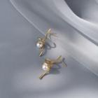 Swirl Faux Pearl Dangle Earring 1 Pair - Gold - One Size