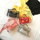 Set: Clear Shoulder Bag + Faux Leather Pouch