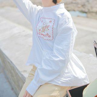 Squirrel Embroidered Long Sleeve Top