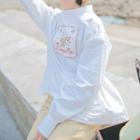 Squirrel Embroidered Long Sleeve Top