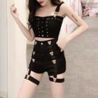 Studded Camisole / Leopard-detailed Shorts