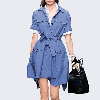 Tie-waist Hanky Hem Shirtdress