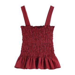 Pinstriped Ruffle Hem Camisole Top