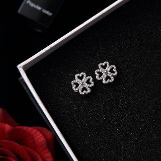 Rhinestone Clover Earring 1 Pair - As Shown In Figure - One Size