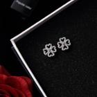 Rhinestone Clover Earring 1 Pair - As Shown In Figure - One Size
