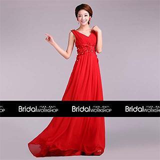 Sleeveless V-neck Evening Gown