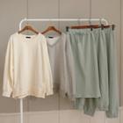 Smiley-patched Sweatshirt (2 Designs) & Bottom (3 Designs) Set