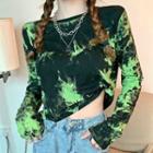 Long-sleeve Dyed Cropped Top