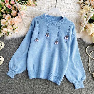 Pompom-detail Cherry Oversize Sweater