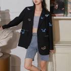 Butterfly Embroidered Loose-fit Blazer