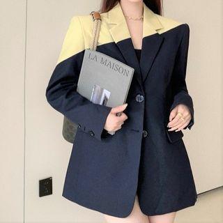 Two Tone Blazer Dark Blue - One Size