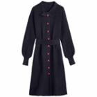 Single-breasted Long-sleeve Knit Dress