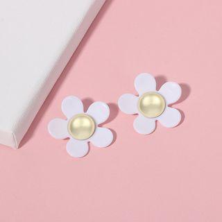 Acrylic Flower Earring White - One Size