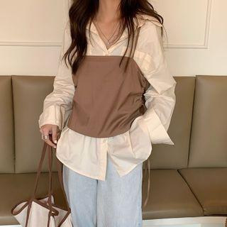 Long-sleeve Shirt / Plain Camisole Top