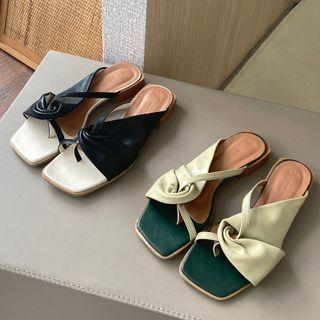 Shirred Toe-loop Mules