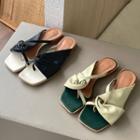 Shirred Toe-loop Mules