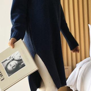 Wool Blend Slit-side Dress