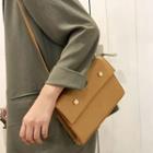 Faux Leather Flap Crossbody Bag Camel - One Size