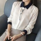 Embroidered Color Block Blouse