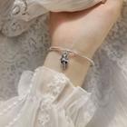 Cat Pendant Bangle Silver - One Size