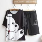 Short-sleeve Bear Print T-shirt / Shorts / Set