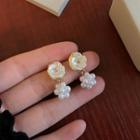 Faux Pearl Flower Drop Earring 1772a# - 1 Pair - White - One Size