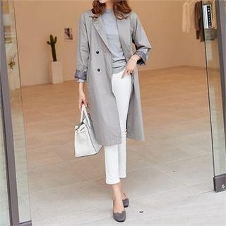 Double-breasted Cotton Chesterfield Coat