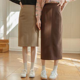 Napped Pencil Skirt In Midi / Long