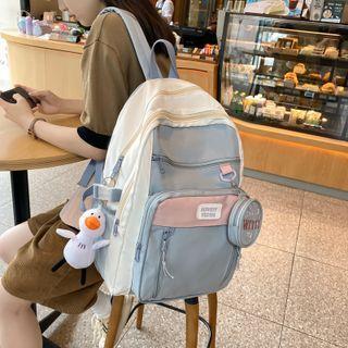 Set: Color Block Backpack + Round Coin Purse