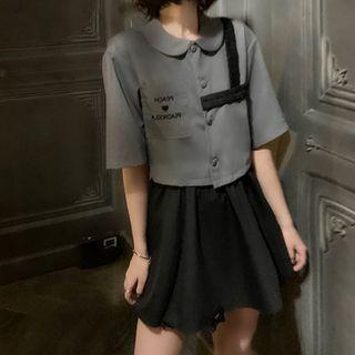 Short-sleeve Lettering Shirt / Skort / Set