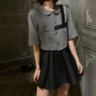 Short-sleeve Lettering Shirt / Skort / Set