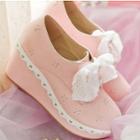 Laser Cut Lace-up Platform Wedge Shoes