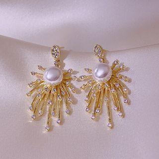 Faux Pearl Alloy Firework Dangle Earring 1 Pair - Fireworks - One Size