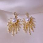 Faux Pearl Alloy Firework Dangle Earring 1 Pair - Fireworks - One Size