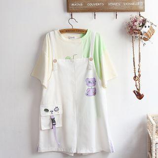 Elbow-sleeve T-shirt / Wide-leg Jumper Shorts / Set