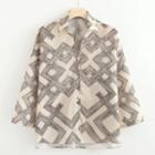 Long-sleeve V-neck Print Shirt