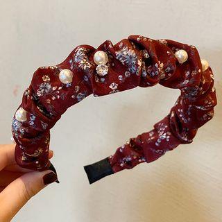 Shirred Fabric Faux Pearl Headband