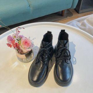Platform Lace-up Ankle Chelsea Boots