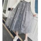 Embroidered Midi Tulle Skirt
