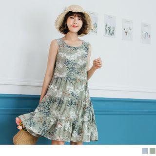 Floral Print Sleeveless Panel Dress