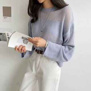 Sheer-panel Cropped Knit Top