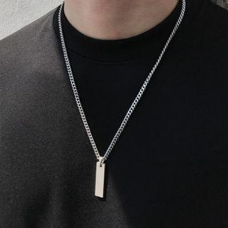 Rectangular Pendant Necklace Silver - One Size