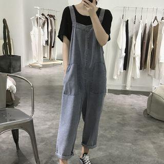Wide-leg Denim Dungaree Blue - One Size