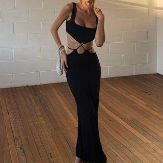 Sleeveless Cutout Sheath Midi Dress