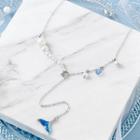 Faux Pear Fish Tail Necklace Blue - One Size