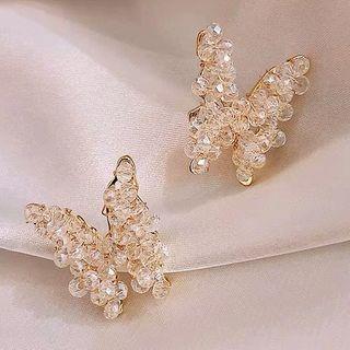 Faux Crystal Butterfly Earring 1 Pair - As Shown In Figure - One Size