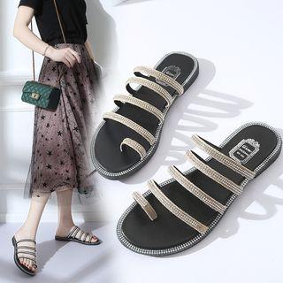 Rhinestone Toe-loop Strappy Sandals