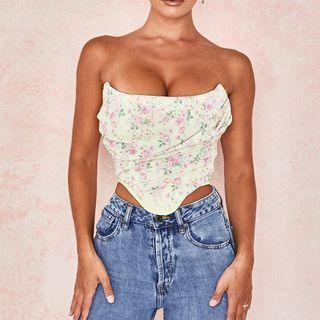 Floral Print Off-shoulder Corset Top