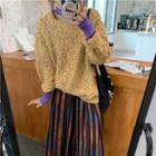 Dotted Sweater / Mock-turtleneck Long-sleeve T-shirt / Plaid Wide Leg Shorts
